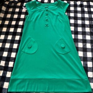 Teal Sleeveless Dress with Button Detail